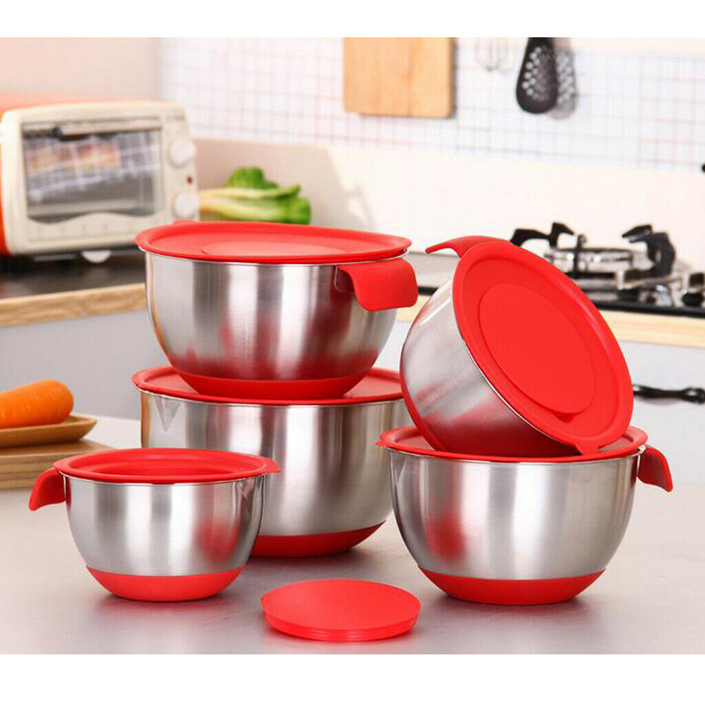 Mixing Bowls with Lid Stainless Steel Egg Whisk Mix Serving Storage 24cm
