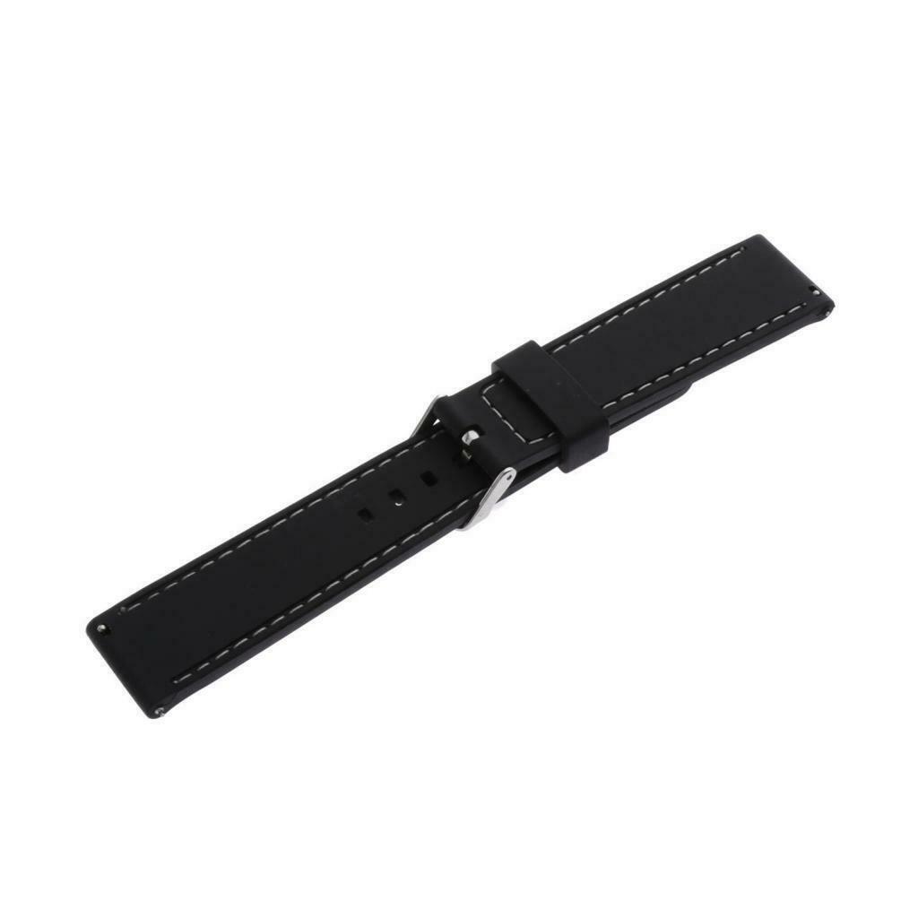 Waterproof Silicone Watch Strap with Stainless Steel Pin Buckle White Line