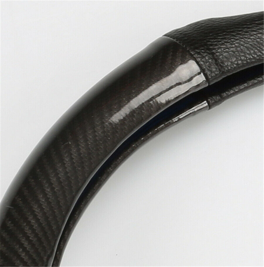 15 inch Carbon Fiber Stitching Steering Wheel Cover Black Non-slip black