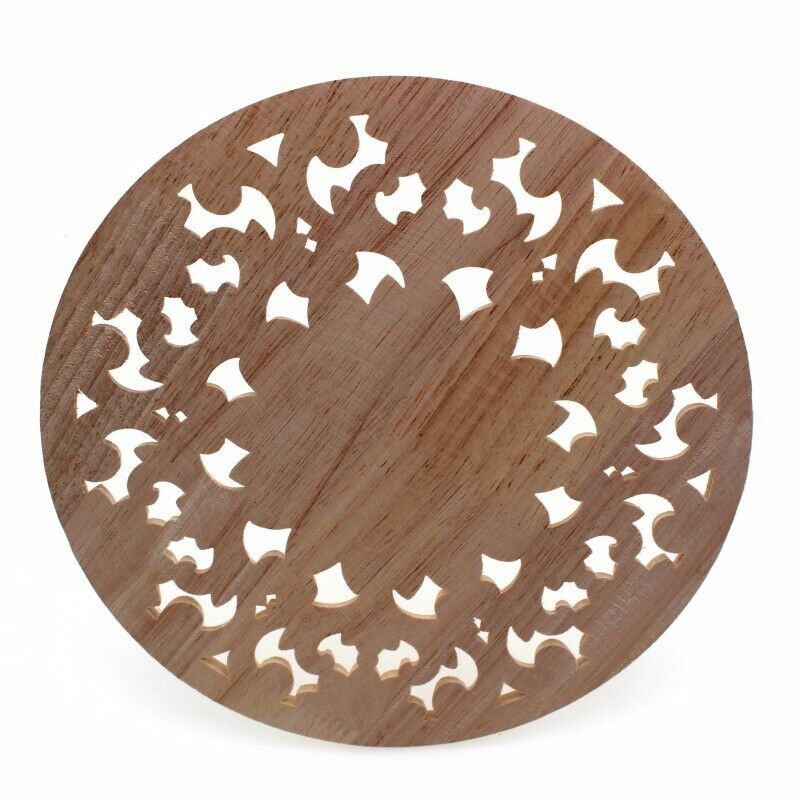 Carved Flower Carving Round Wood Appliques For Furniture Cabinet Unpainted WooF3
