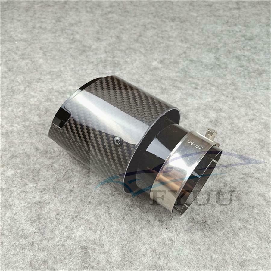 67mm Top Quality Glossy Titanium Black Carbon fiber Exhaust Muffler Tail Pipes