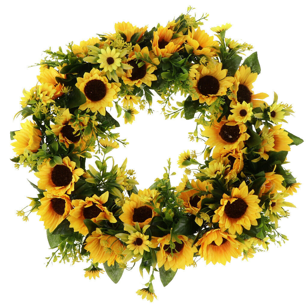 Sunflower Garland Crown Flower Wreath Thanksgiving Day Decor Wall Ornament
