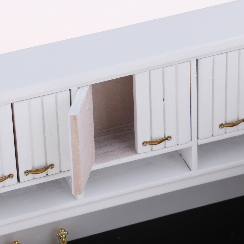 Luxury Wood Wood Miniatures Cabinet White Cupboard Ornaments Room Accs