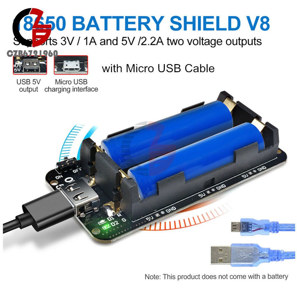 Dual Volt 3V/5V 18650 Battery Shield V8 for Arduino ESP32 WiFi ESP8266 Board