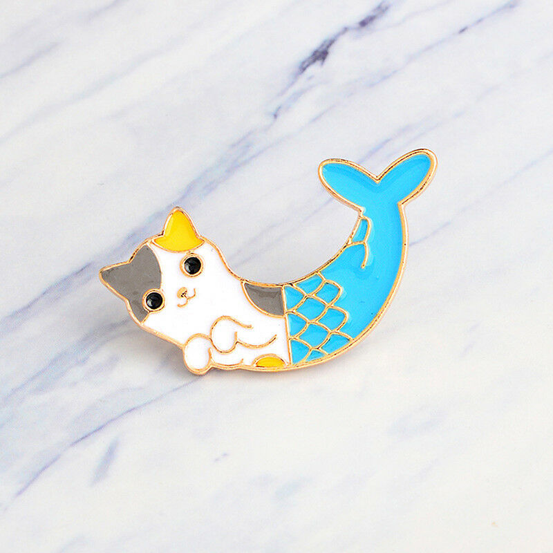 Enamel Mermaid Cat Brooch Pins Shirt Collar Pin Breastpin Women Jewelry Gi.l8