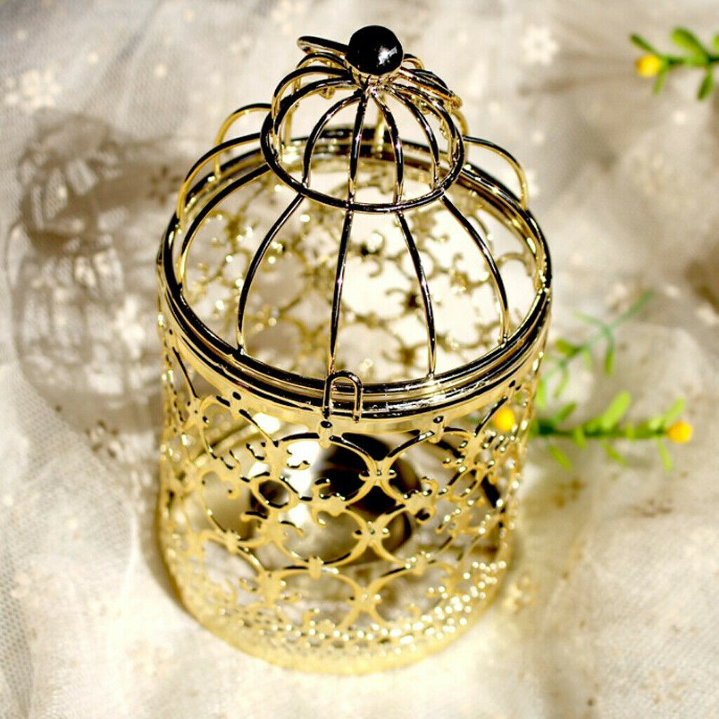 2pcs Birdcage Tealight Holder Metal Hollowed Candle Holder for Wedding Party