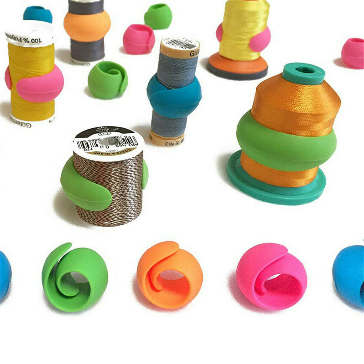 12Pcs Silicone Thread Spool Tool Sew Holder Huggers For DIY Bobbins Clip Clamp