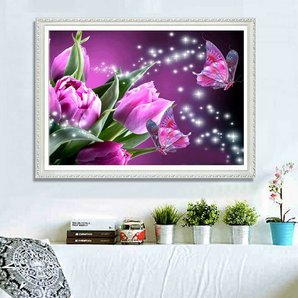 Butterfly Flower 5D Full Drill Diamond Painting Embroidery DIY Cross Stitch @