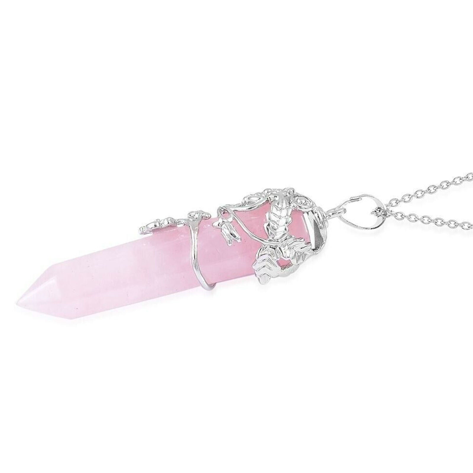 Rose Quartz Pendant Necklace Jewelry Gifts Size 24'' Ct 30 Steel