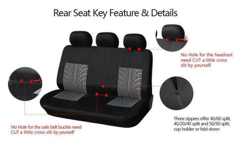 9PCS Classic Washable Embroidery Auto Car Seat Cover Cushion Full Set Front+Rear