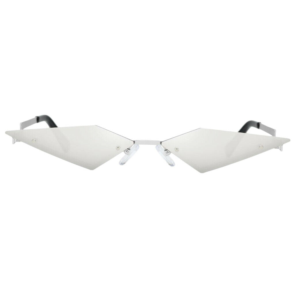 6 Pcs Punk Rock Cat Eye Sunglasses Rimless Frame Sun Glasses Club Eyewear