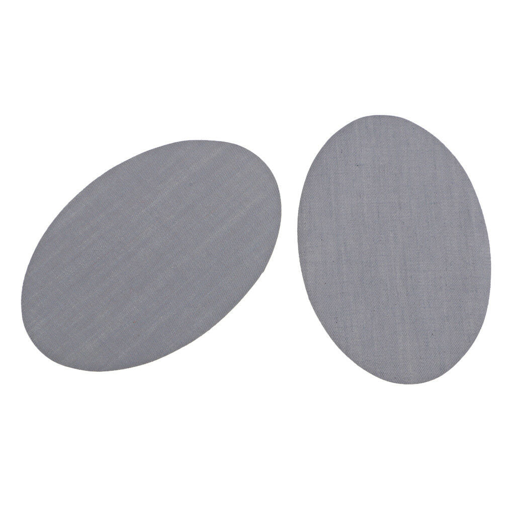 1 Pair Oval Iron/Sew On Patches Elbow Knee Repair Sewing Applique Grey