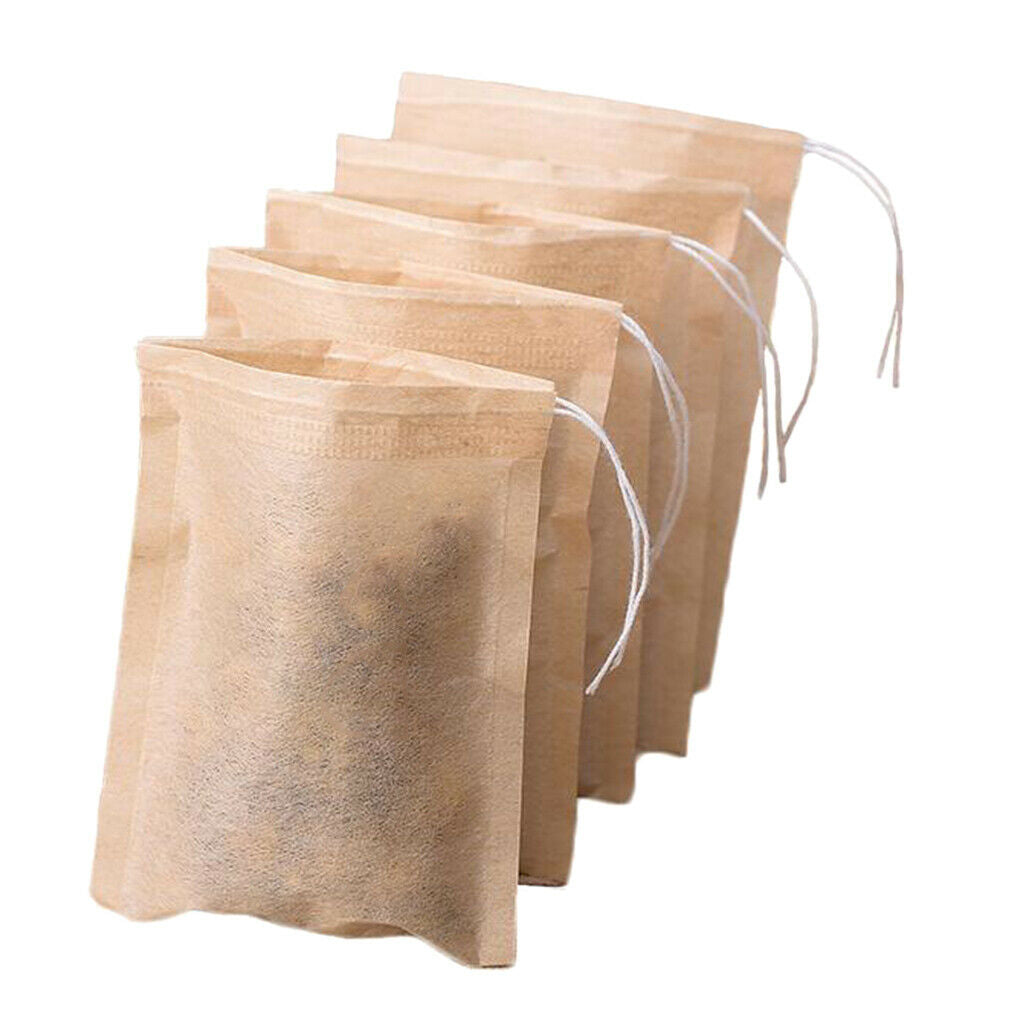 2 Set for 200pcs Empty Tea Filter Bags Loose Herbs Teabag Drawstring 7x5cm