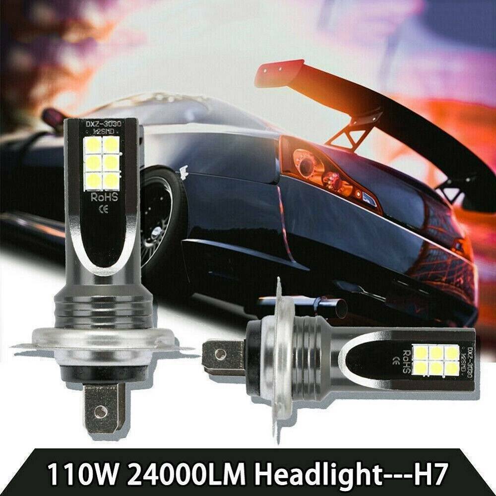 2Pcs H7 LED Headlight Conversion 110W 30000LM 6000K Error Free Canbus Bulb