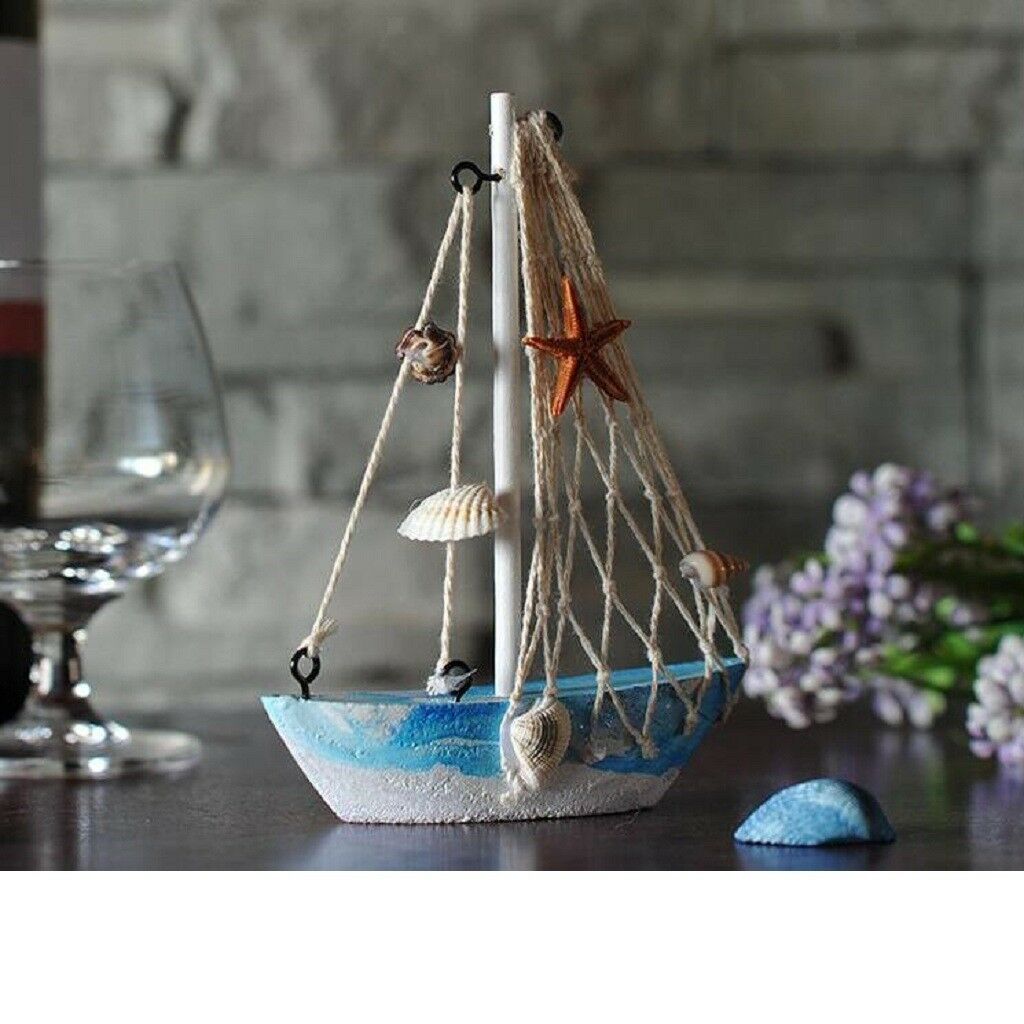 3x Fishing Net Sailing Nautical Wood Ornaments Mediterranean-style Home Deco
