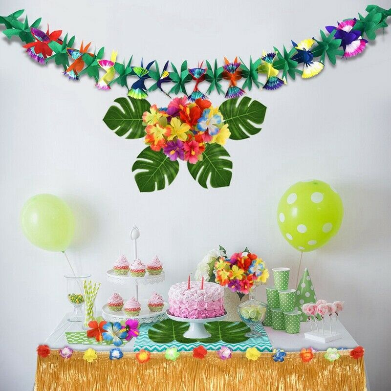 Hawaiian Palm Leaf Hibiscus Decor Luau Party Supplies Birtay Decorations, SuQ5I7