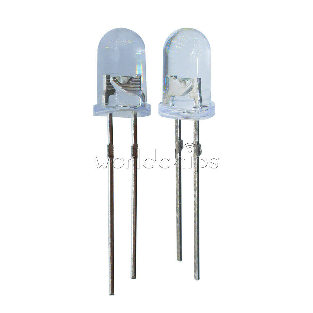100PCS F5 5MM White Color White Light Round Superbrighâ€‹t LED Lamp W