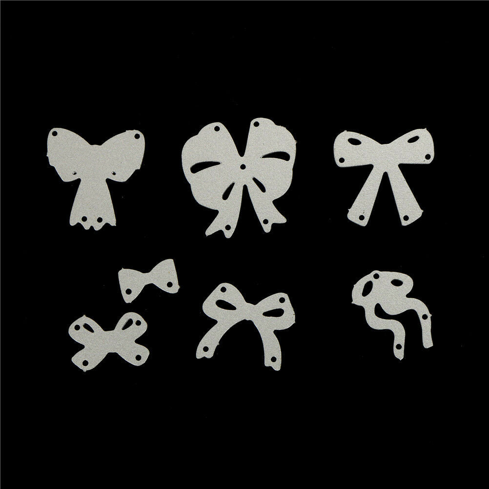 7pcs bow cutting dies stencil scrapbook album paper embossing craft di.l8