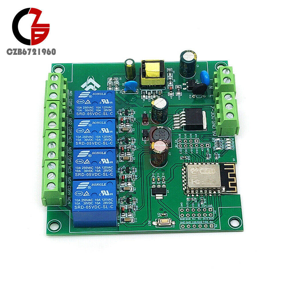 AC/DC ESP8266 WIFI 4 Channels Relay Module ESP-12F Development Board Module New