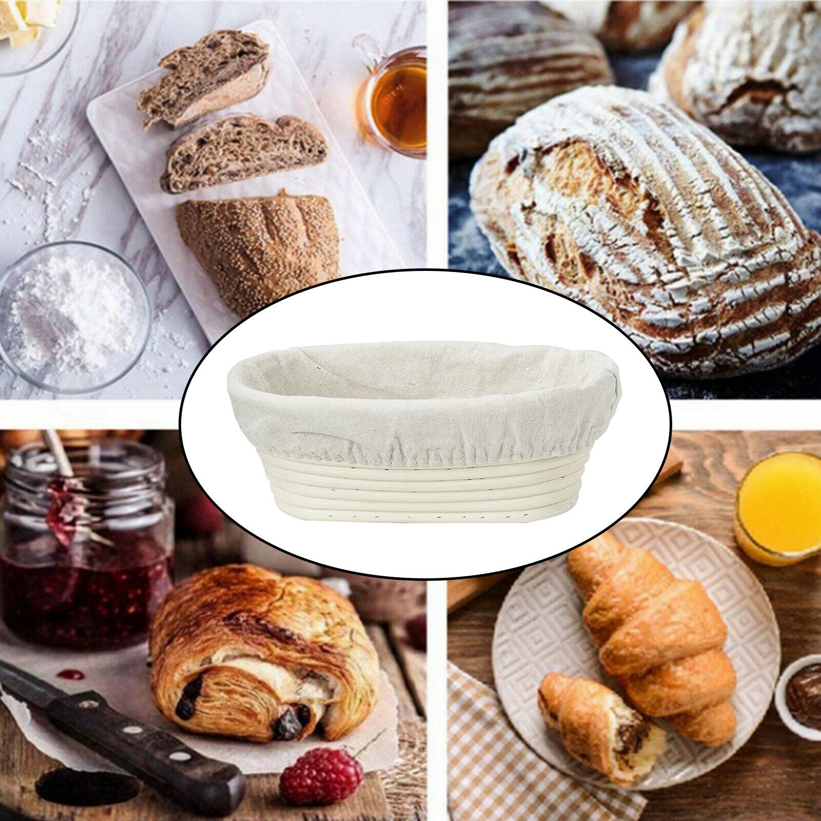 Natural Rattan Dough Fermentation Sourdough Banneton Bread Baking Basket 25cm