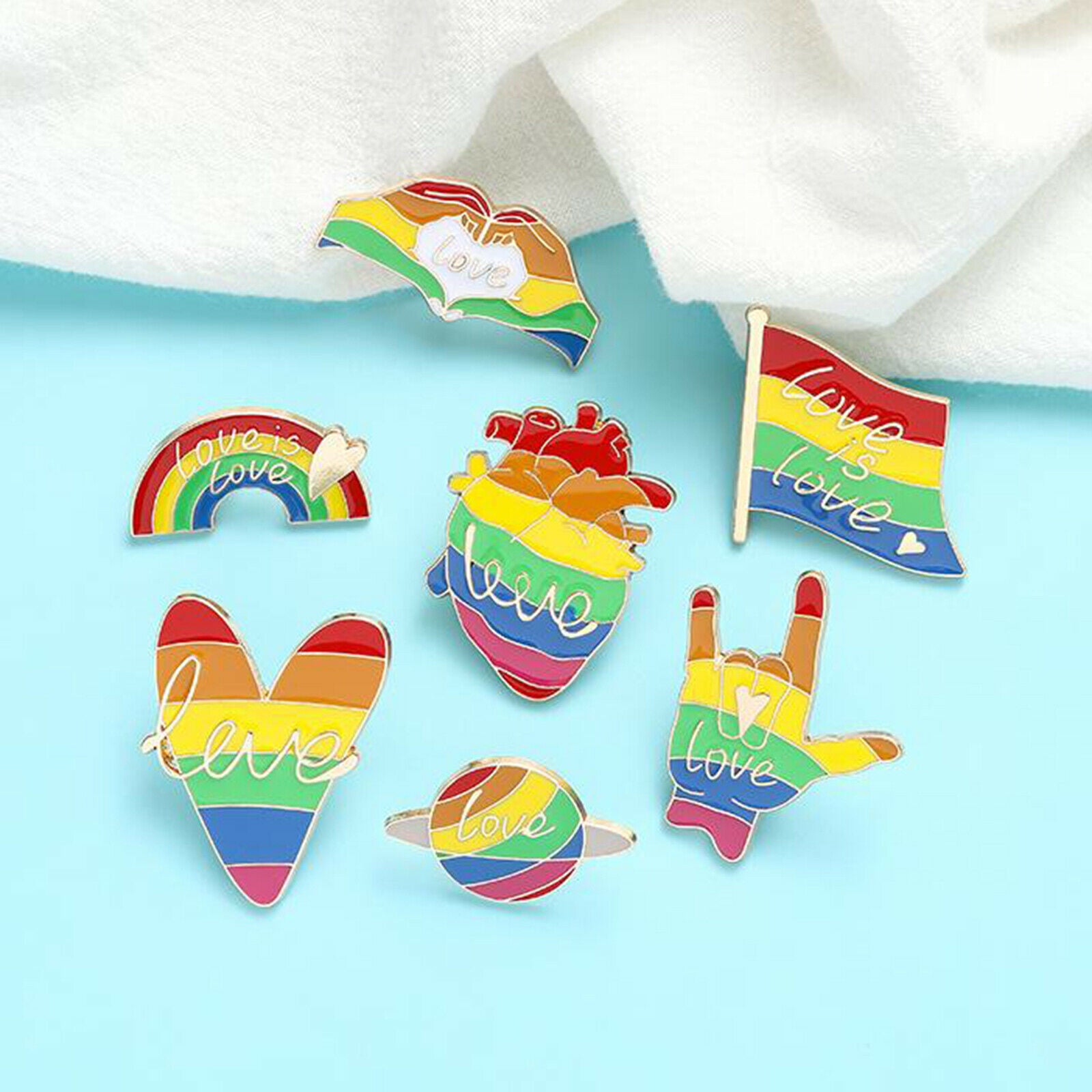 7pcs Novelty Brooch Shawl Shirts Safety Pins Rainbow Type for Women Girls