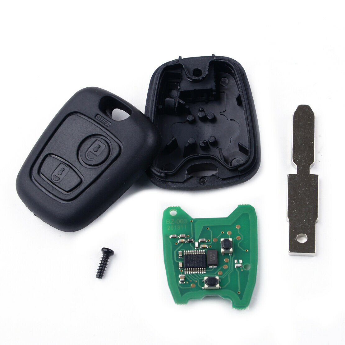 Remote Key Fob 2 Buttons 433MHz Shell w/ ID46 Chip Fit for Peugeot 406 Atn