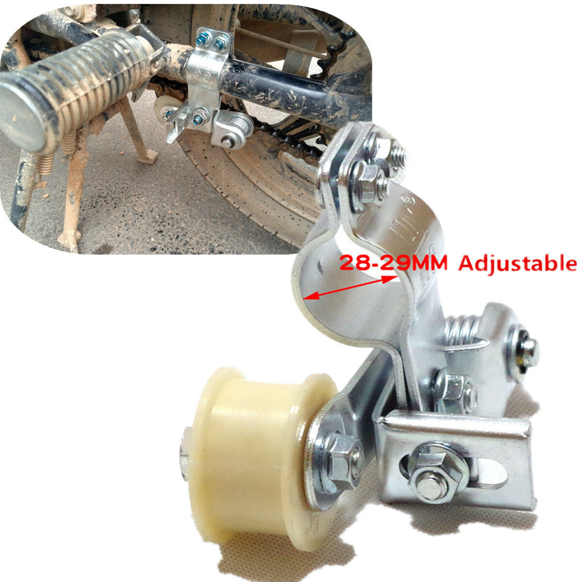 High Strength Steel&Rubber Motorcycle Tight Chain Regulator For Circular Tube