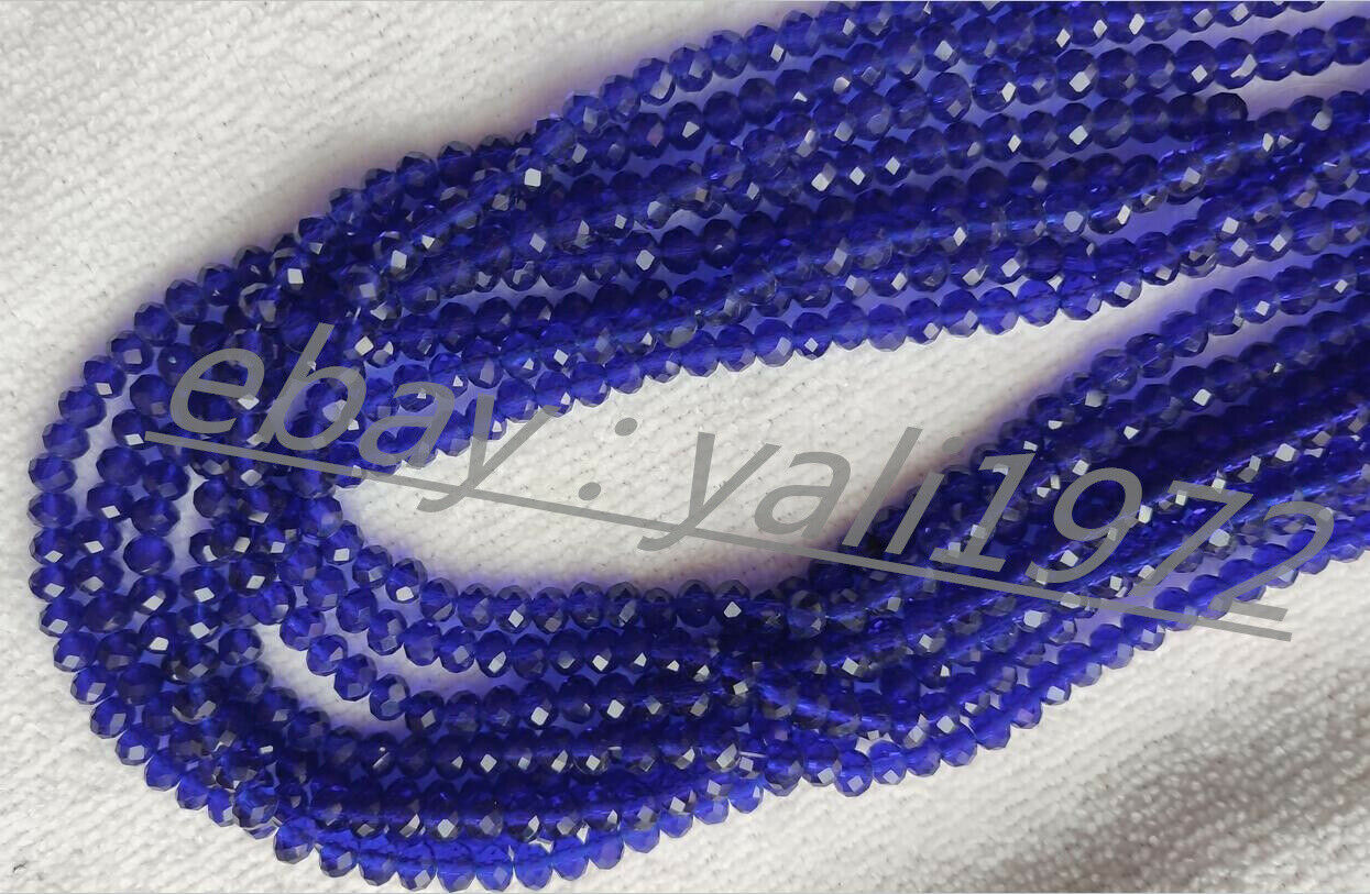 Wholesale 1200pcs 4x6mm Blue Faceted Crystal Rondelle Loose Beads