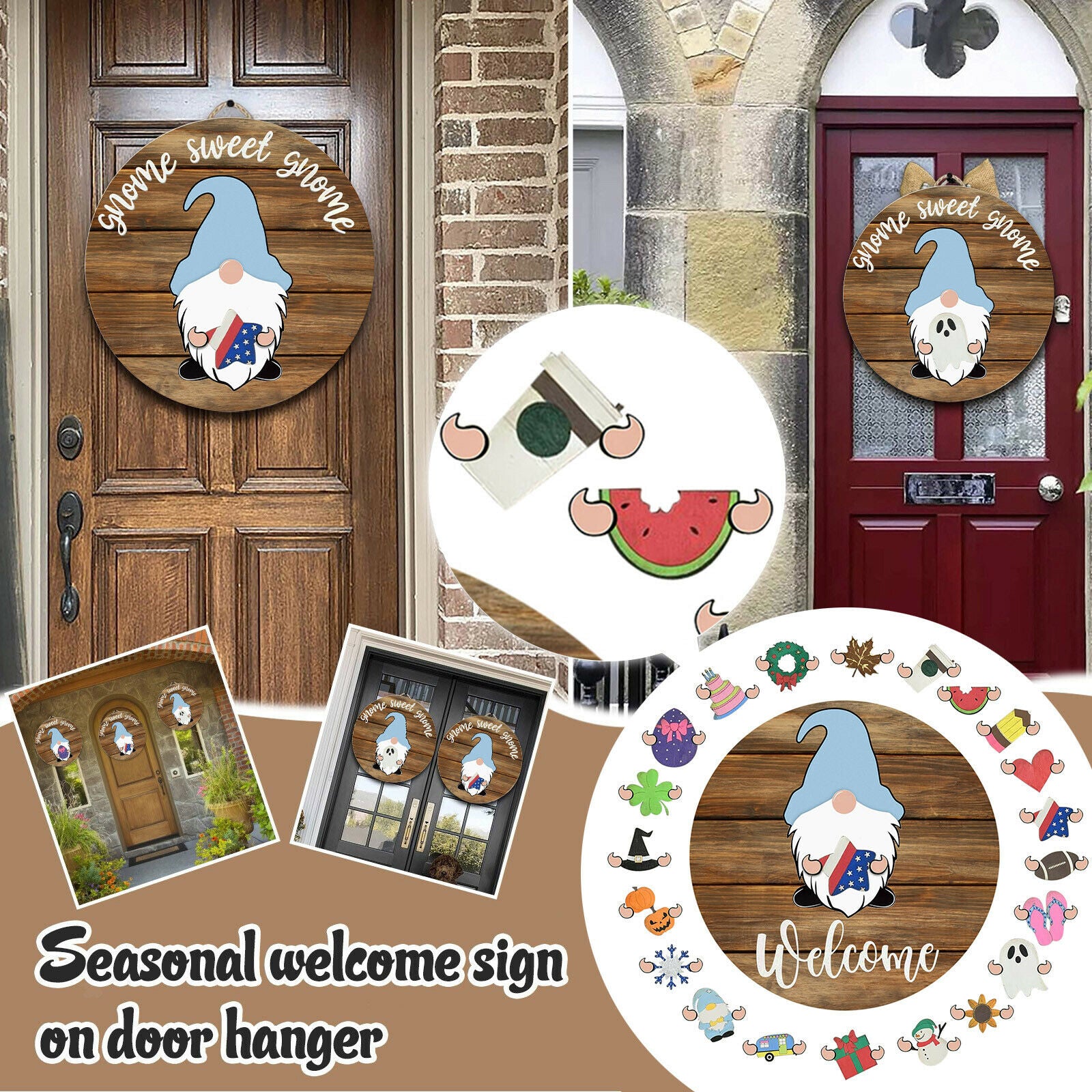 Seasonal Welcome Door Sign Garland Christmas Easter Halloween Holiday Decor