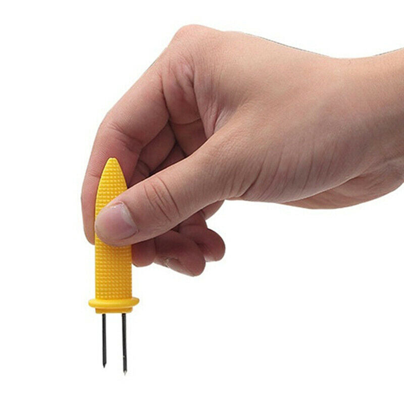 10 x Stainless Steel Corn On The Cob Holders BBQ Prongs Skewers Forks Par.l8