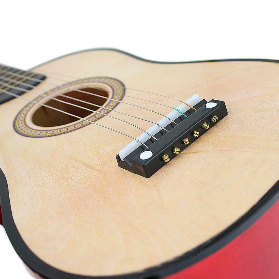 23'' Basswood Acoustic Guitar Wood &Red  Children Beginner 6 String Instrument