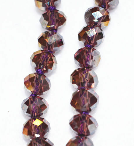 Hot natural Colorful 5X8 mm brown purple crystal Jewel Necklace 18â€AAAA