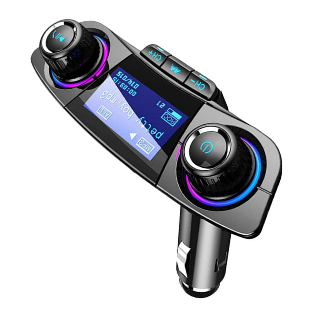 Black Car Bluetooth FM Transmitter Adapter Dual USB Charger Audio Speaker
