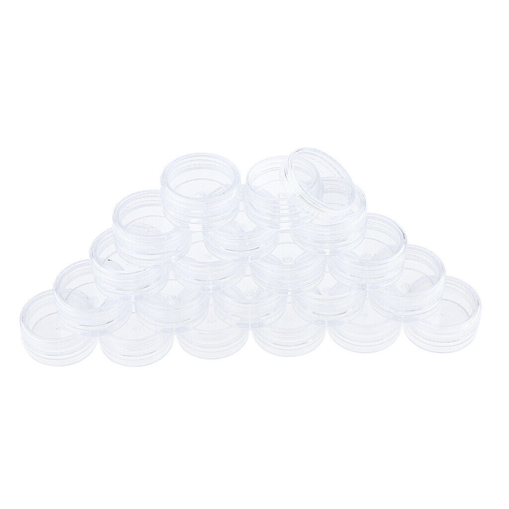 20 Pieces 3 Gram Empty Plastic Cosmetic Containers, Clear Round Sample Pot Jar