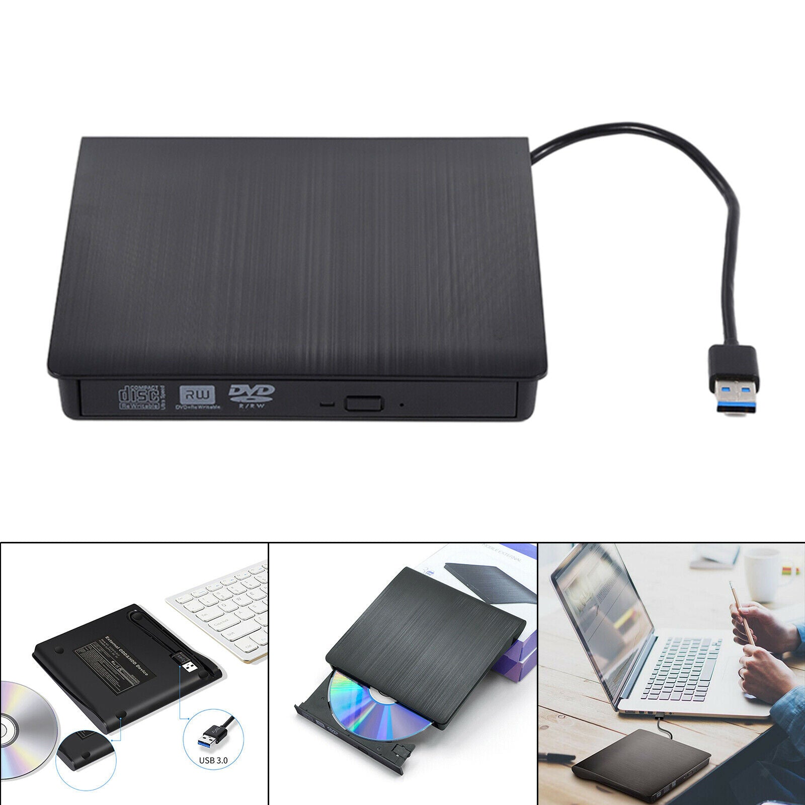 USB 3.0 External DVD Burner Optical Drive Writer Reader Recorder DVD-RW Thin