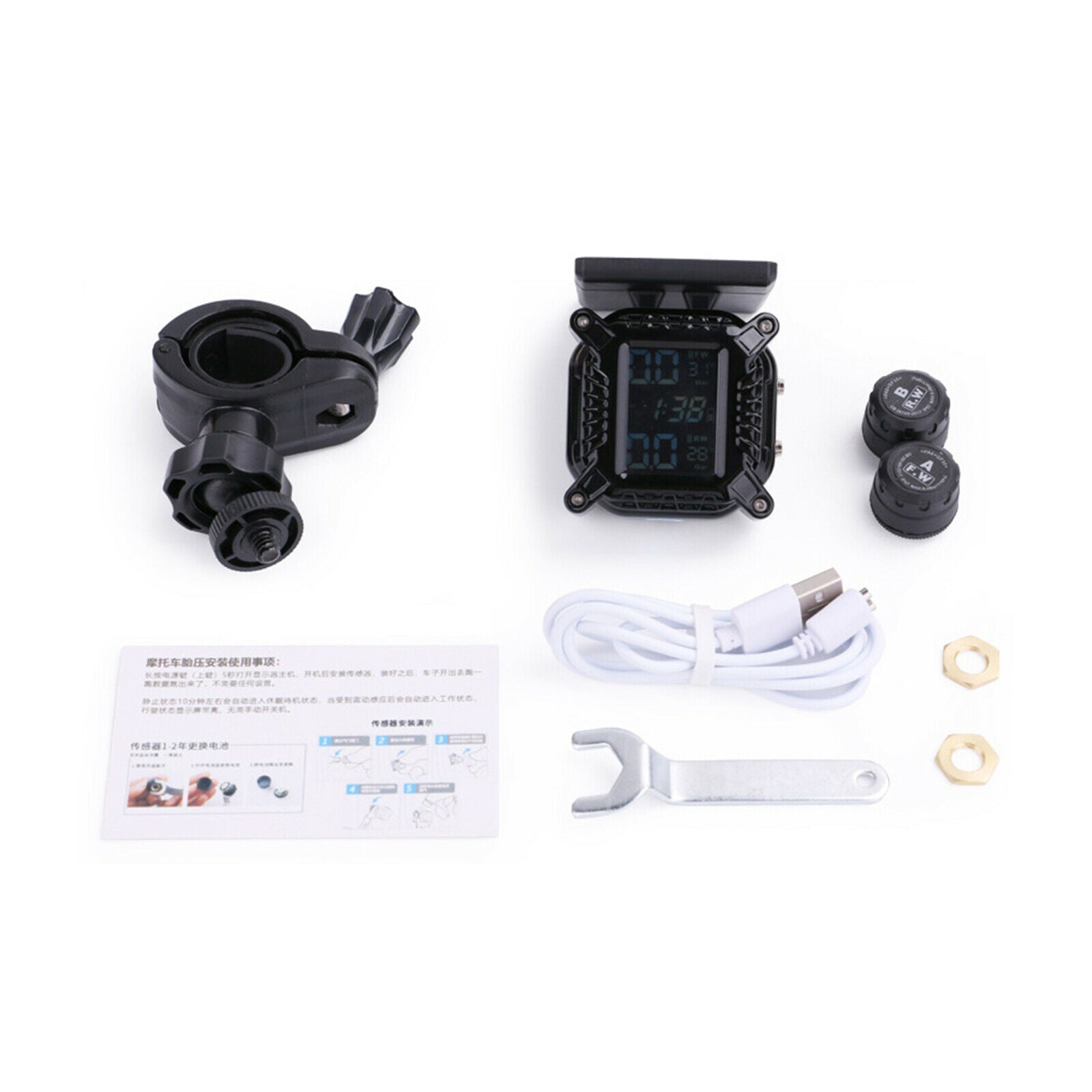 Solar Charging Scooter Motorcycle Tyre Pressure Monitoring System LCD Screen