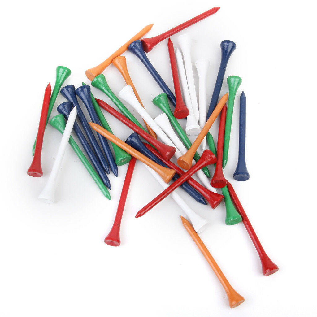 Mixed Colors Wooden Golf Tees - Pack of 200 - 83mm (3 1/4") Golfer Aids Gift