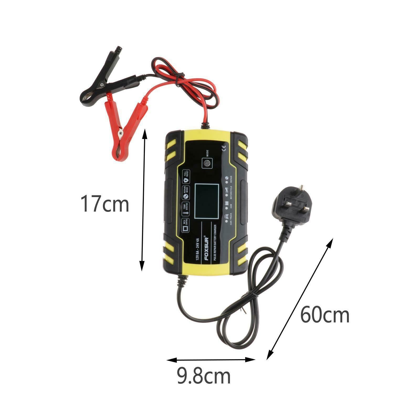 Car Battery Charger 12V 8A Amp Emergency Automatic Motorcycle Charging