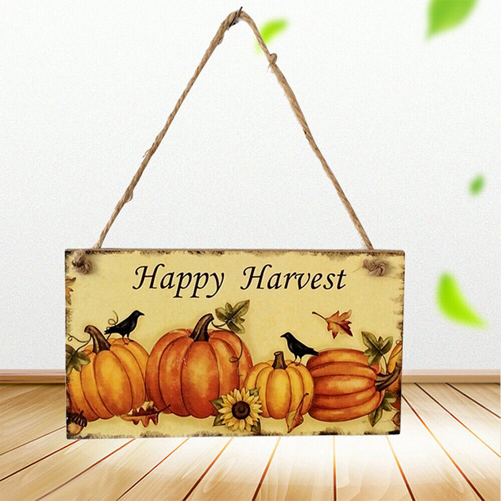 Halloween Pumpkin Hanging Wooden Board Sign For Home Door Decor Props 10x20cm