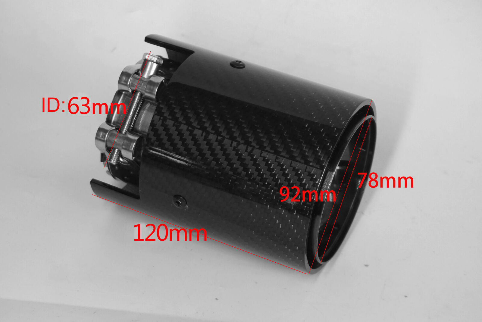 Black Stainless Steel + Carbon Fiber Tip Exhaust Pipe 2.5'' Inlet 3.6'' Outlet
