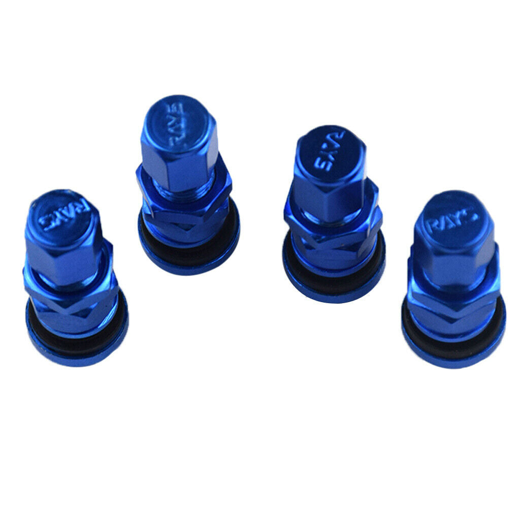 4x Blue Aluminum Auto Car Tubeless Wheel Tire Valve Stems Adapter