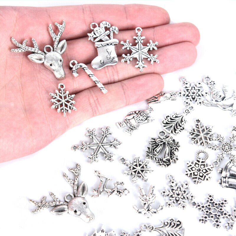 50x/lot Tibetan Sliver Mini Mixed Christmas Charms Pendant DIY Jewelry Ma.l8