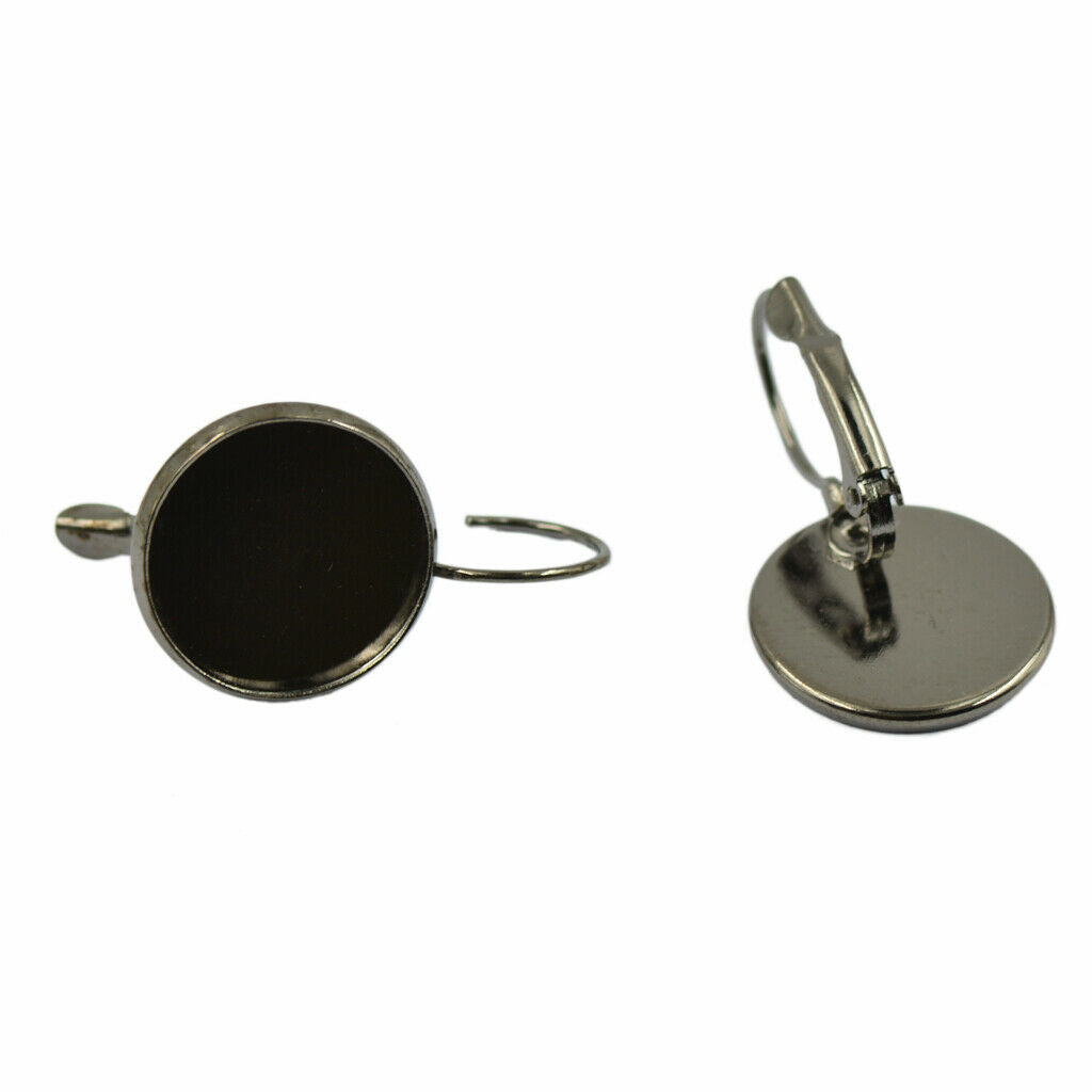 12 Ear Hook Making Copper Cabochon Setting DIY Round Of Brass Black Jewelry