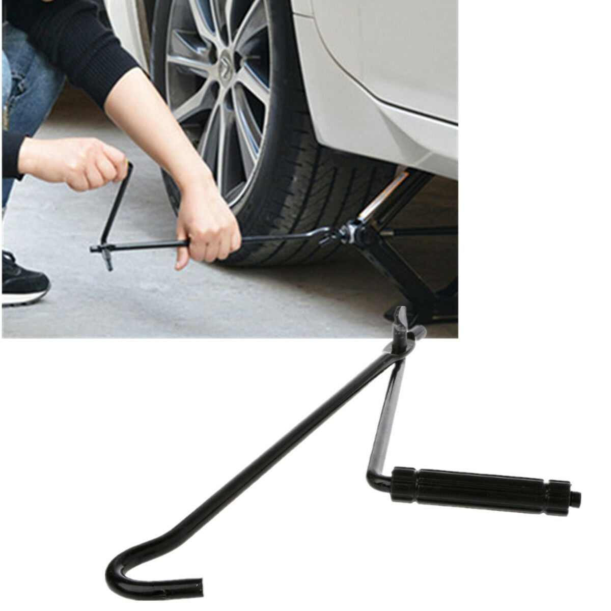 1 Pcs Tire Wheel Jack Lug Rocker Chromed Crank with Speed Handle Car Trunk Tool