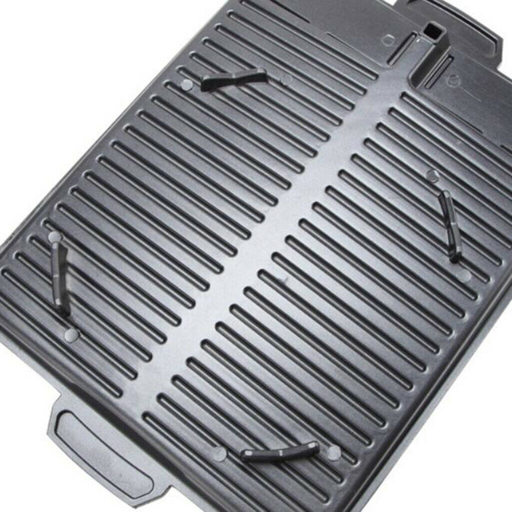 Aluminum BBQ Grill Pan Frying Plate Non-Stick w/ Handle Korean BBQ Black
