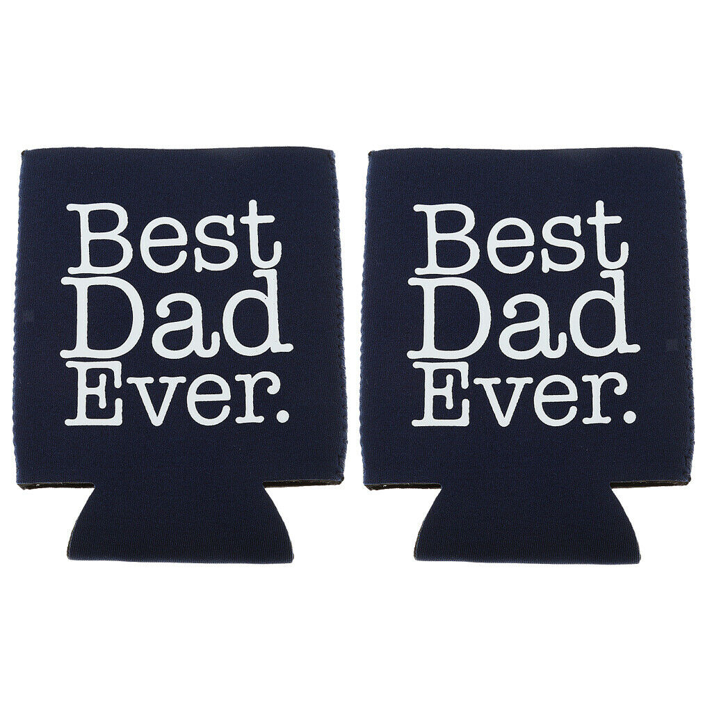 2x Funny BEST DAD EVER Beer Soda Tin Can Stubby Cooler Fathers Day Favor 3