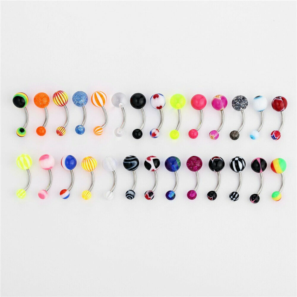 HOT 30X MULTI-PACK OF MIXED STYLE BELLY BARS/NAVEL RINGS PIERCINGS Jewelery Gift