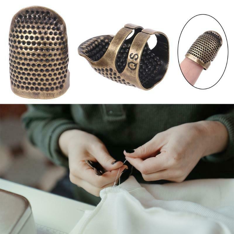 4pcs/set Sewing Thimble Adjustable Finger Protector Metal Shield Pin Needles DIY