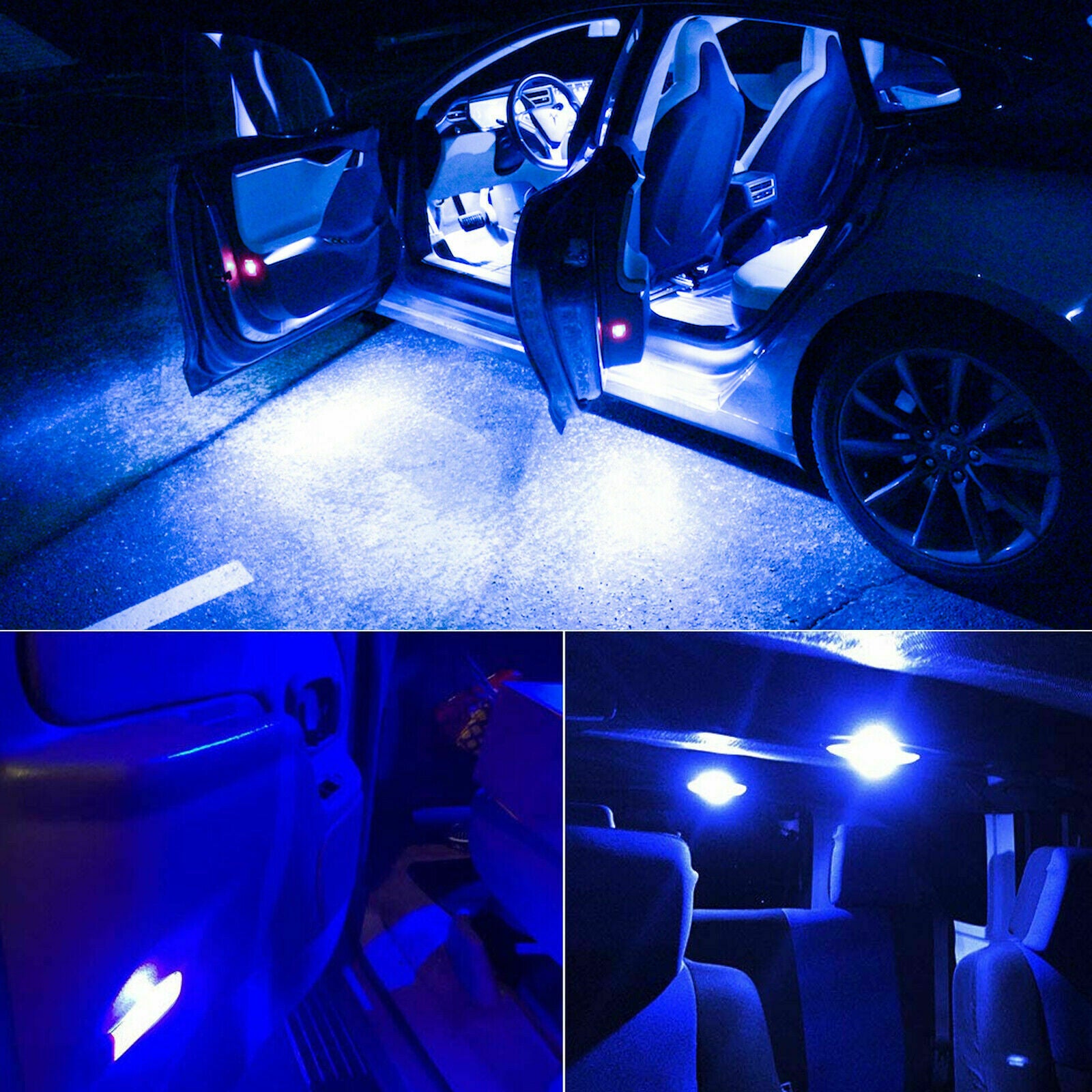 10x Blue T10 194 LED Bulbs for Instrument Gauge Cluster Dash Light W/ Sockets