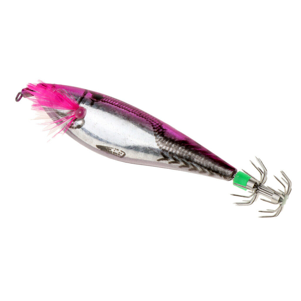 2X Hard Plastic Glow Tail Saltwater Fishing Lure Octopus Squid Jig Hook Pink
